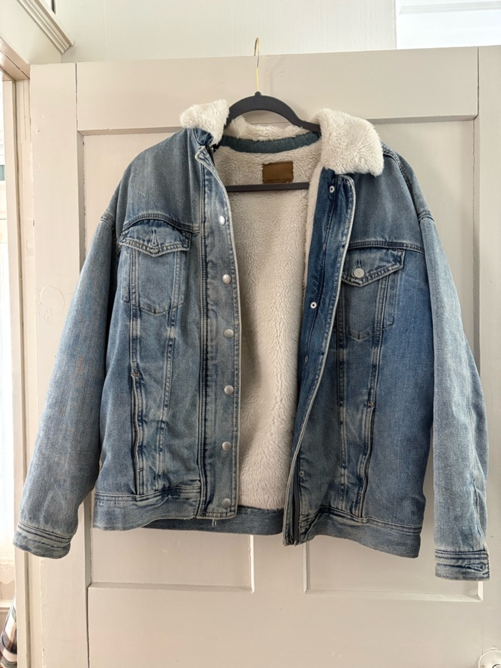 American Eagle Faux fur lined jean jacket